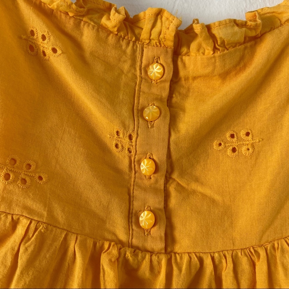 Urban Outfitters gold yellow crop top ruffle tie straps embroidered small blouse - Picture 2 of 5